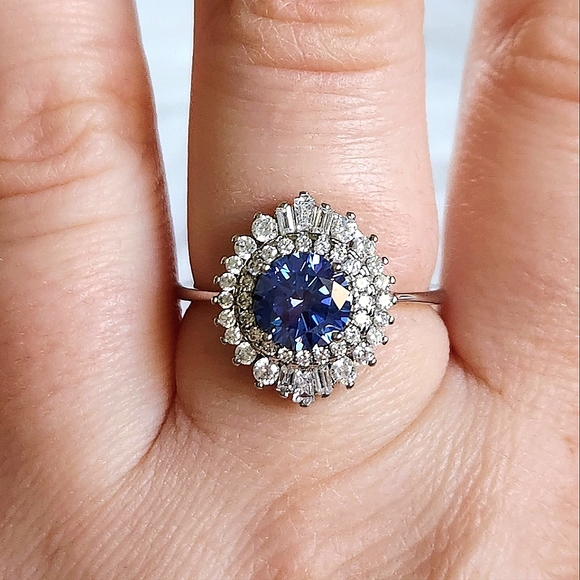 NWT Ryze Denim Blue Cubic Zirconia .925 Sterling Silver Ring - Size 8.75 - Picture 7 of 9